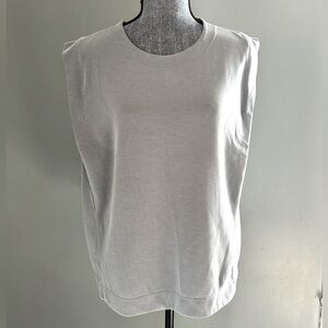 Athleta Grey Cowl Sleeve Muscle Tee Top Size Large
